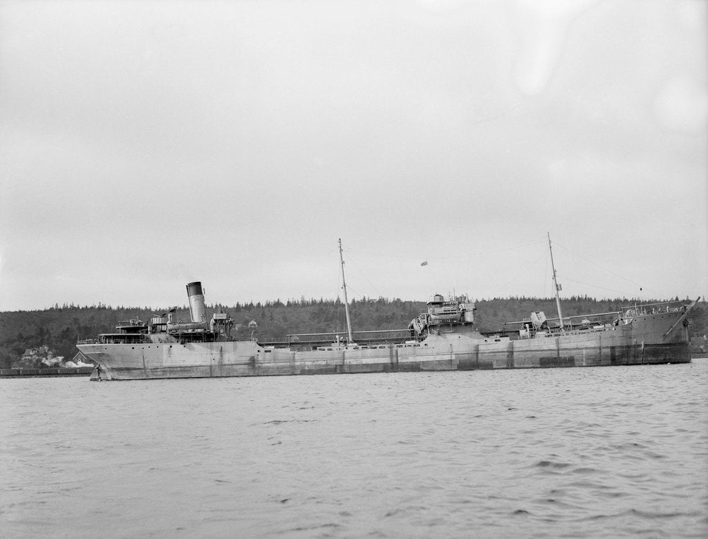 Detail of 'Shirvan' (Br, 1925) tanker, Baltic Trading Co Ltd, at anchor in Halifax, Nova Scotia by unknown