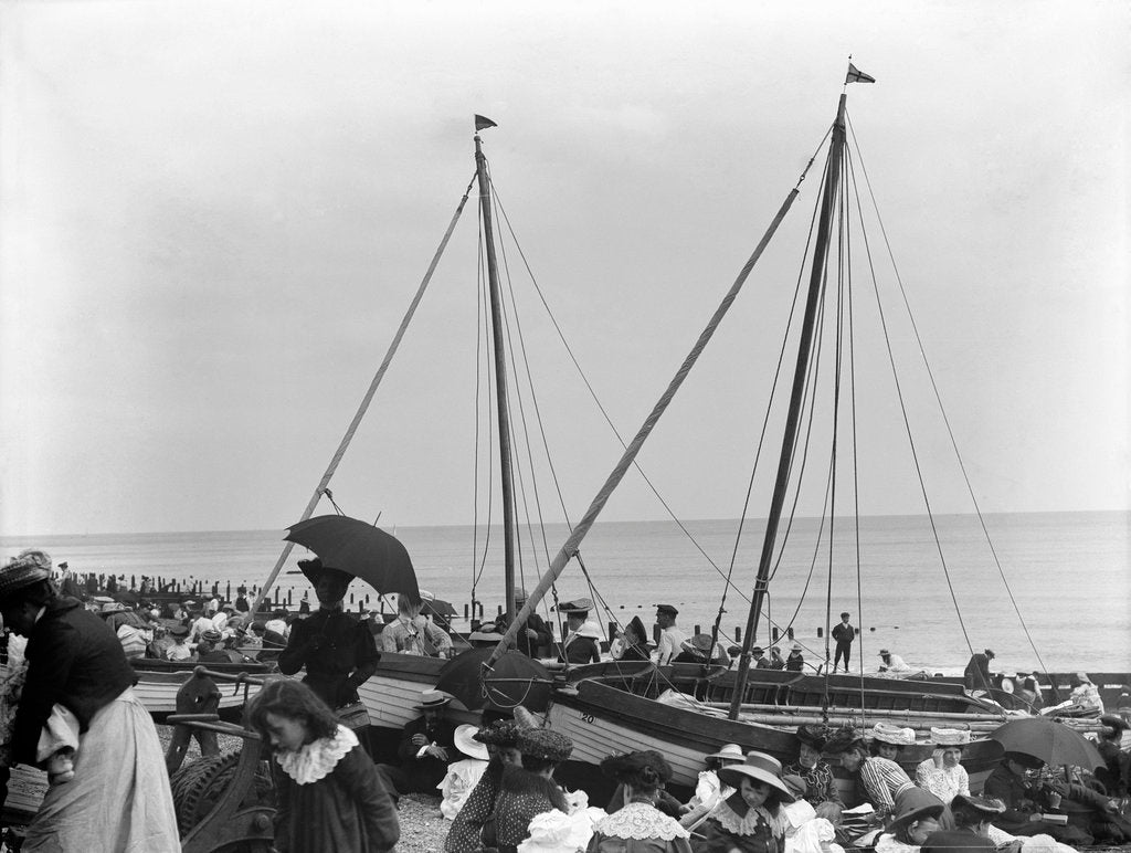 Detail of The beach at Felixstowe on a Bank Holiday weekend by Smiths Suitall Ltd.