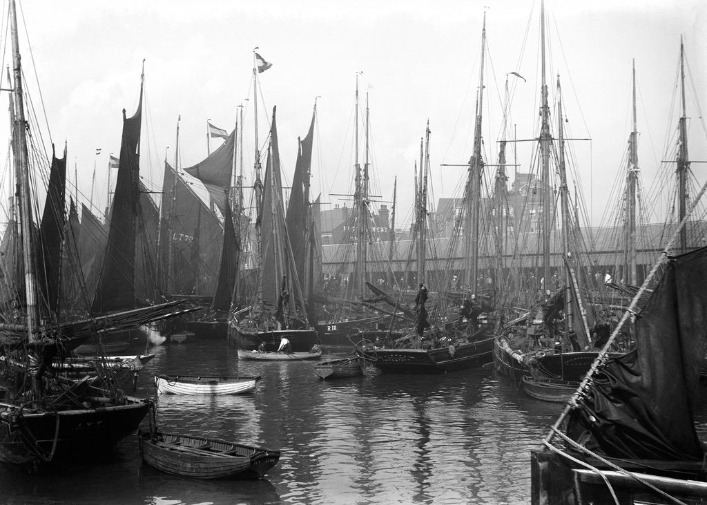 Detail of A view of trawlers in the basin at Lowestoft by Smiths Suitall Ltd.
