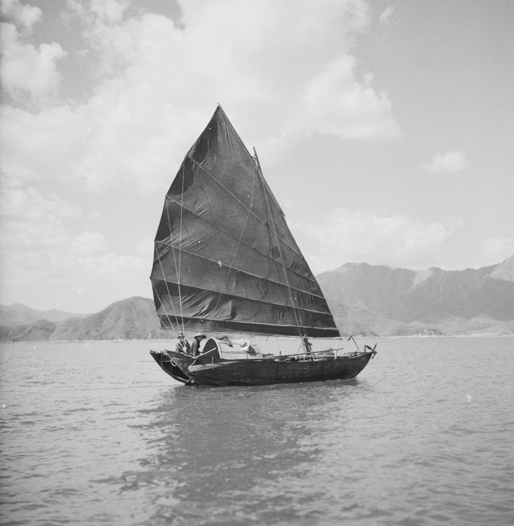 Detail of A starboard side view of a Tolo Harbour fishing sampan at Hong Kong by David Watkin Waters
