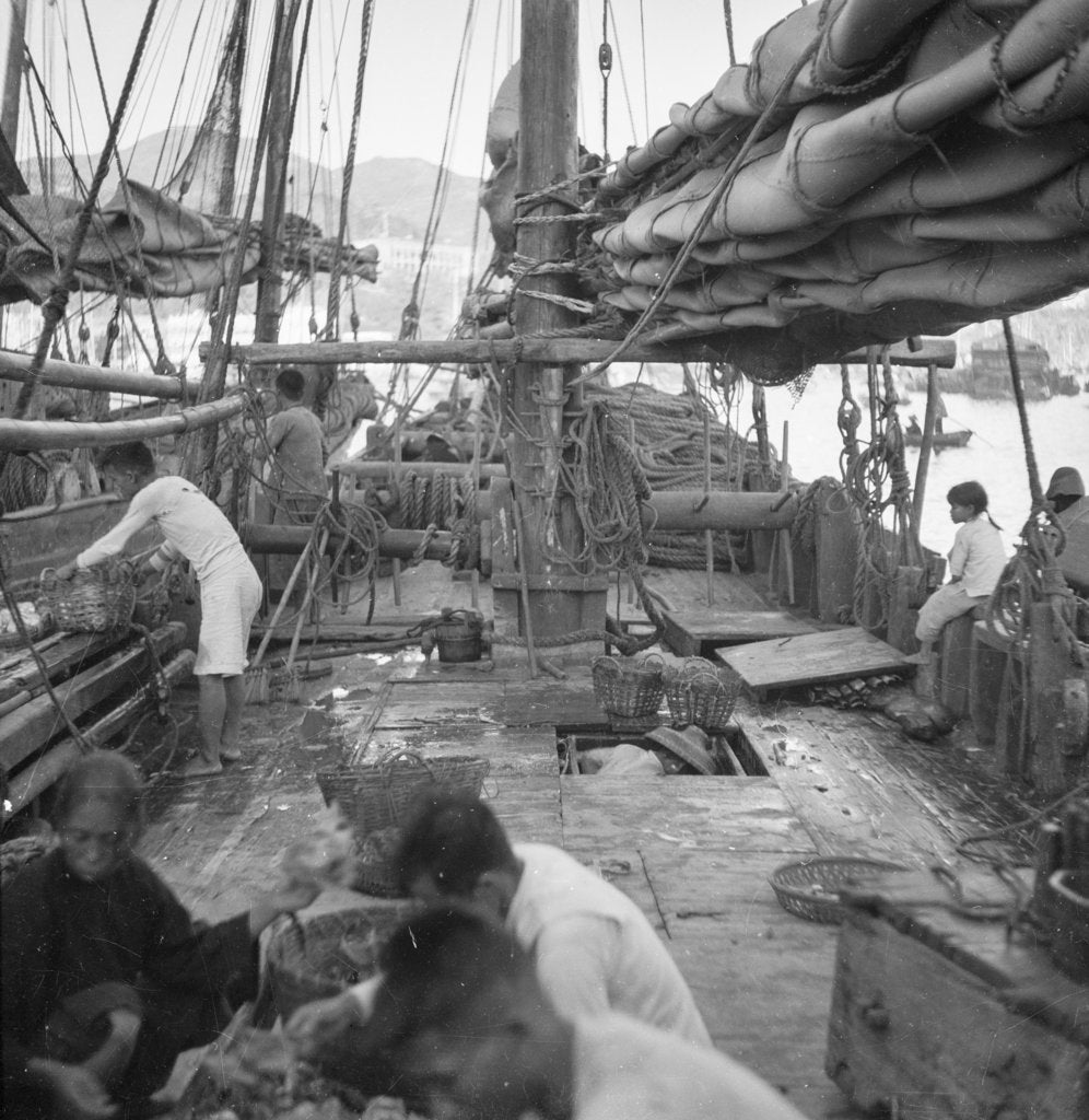 Detail of On board a Yeungkong fisher type junk at Aberdeen, Hong Kong by David Watkin Waters