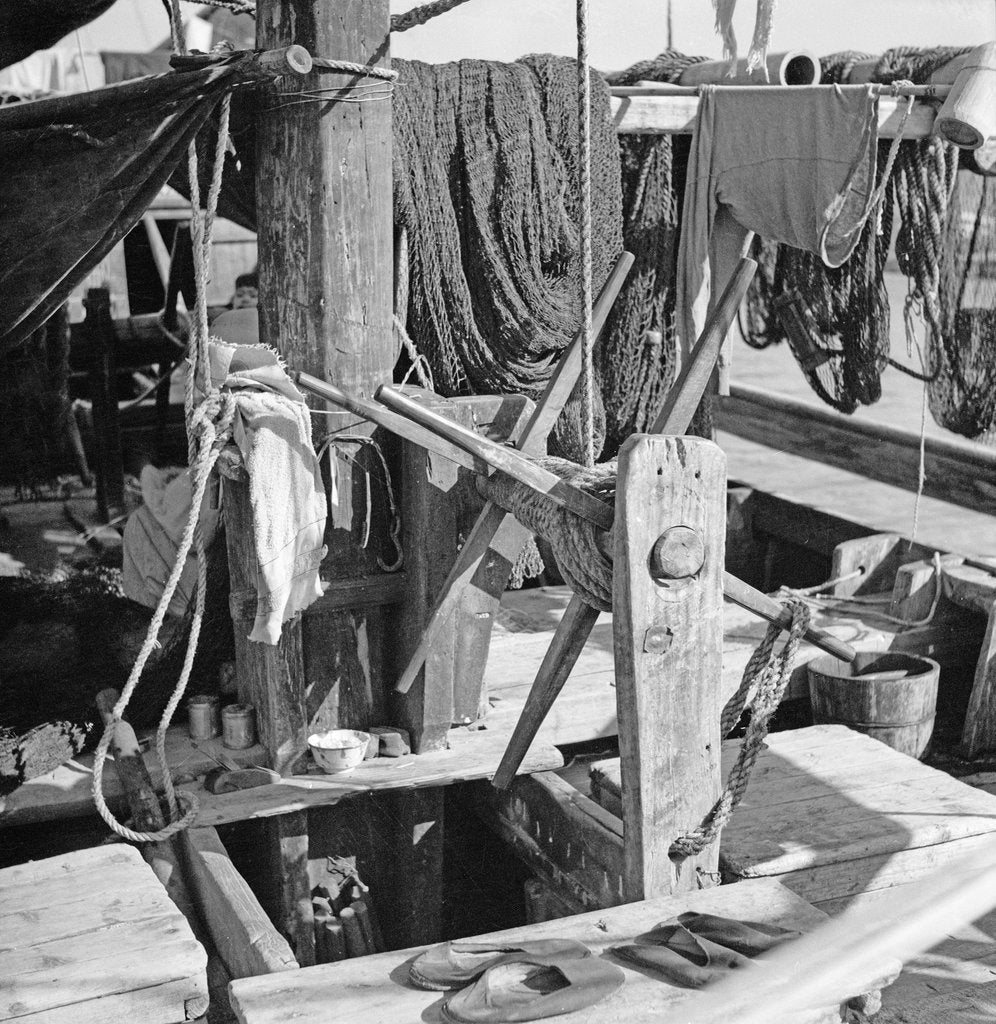 Detail of On board an Aberdeen fisher d.w. type junk berthed at Hong Kong by David Watkin Waters