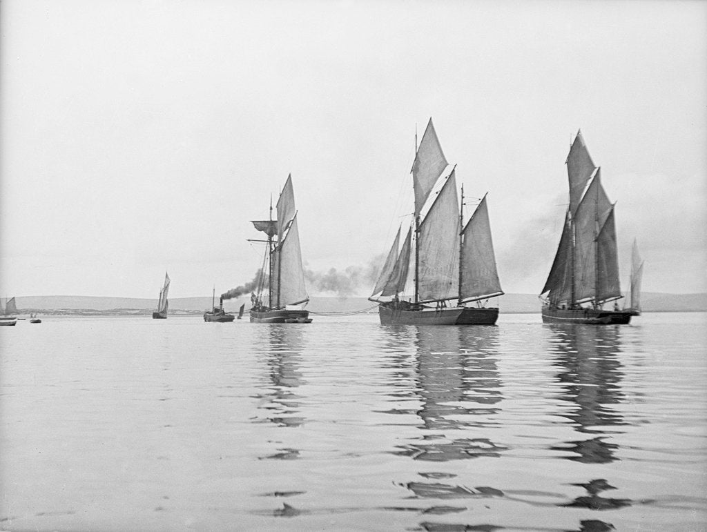 Detail of A tug and sailing vessels on the River Torridge off Appledore in Devon by unknown