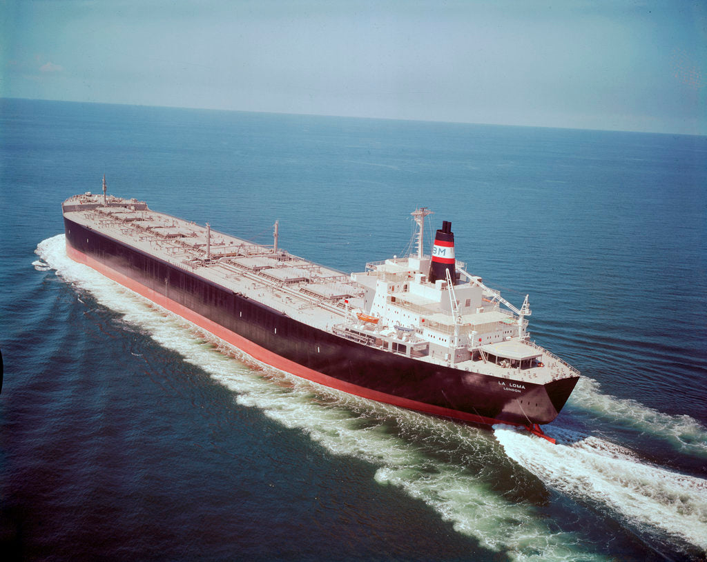 Detail of 'La Loma' (Br, 1972), under way in the Strait of Malacca, in ballast, probably on maiden voyage by unknown