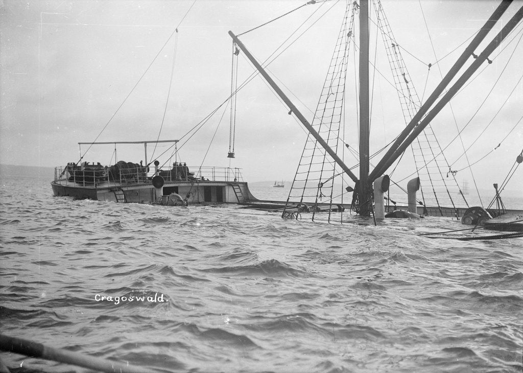Detail of The steam cargo ship 'Cragoswald' (1899) after being torpedoed by German submarine 'U84' by unknown