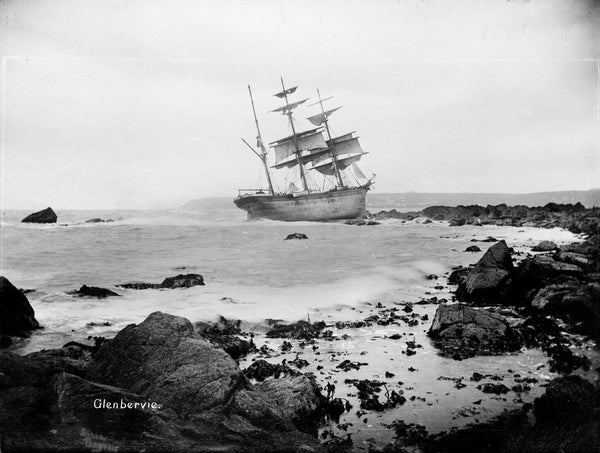 Starboard stern view of the sailing barque Glenbervie (1866) ashore ...