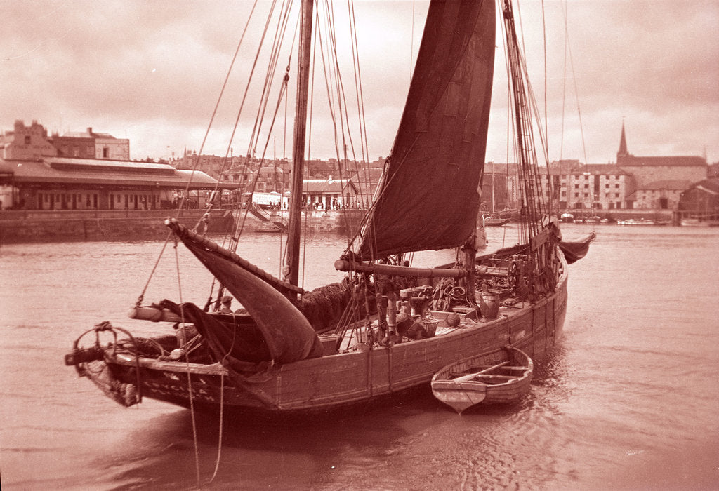 Detail of Photograph of 'Erycina' (1882) under sail in September 1934 off the Barbican, Plymouth by H Oliver Hill