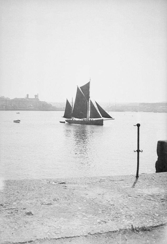 Detail of Photograph of the 'Erycina' (1882) under sail in Plymouth harbour in September 1934 by unknown