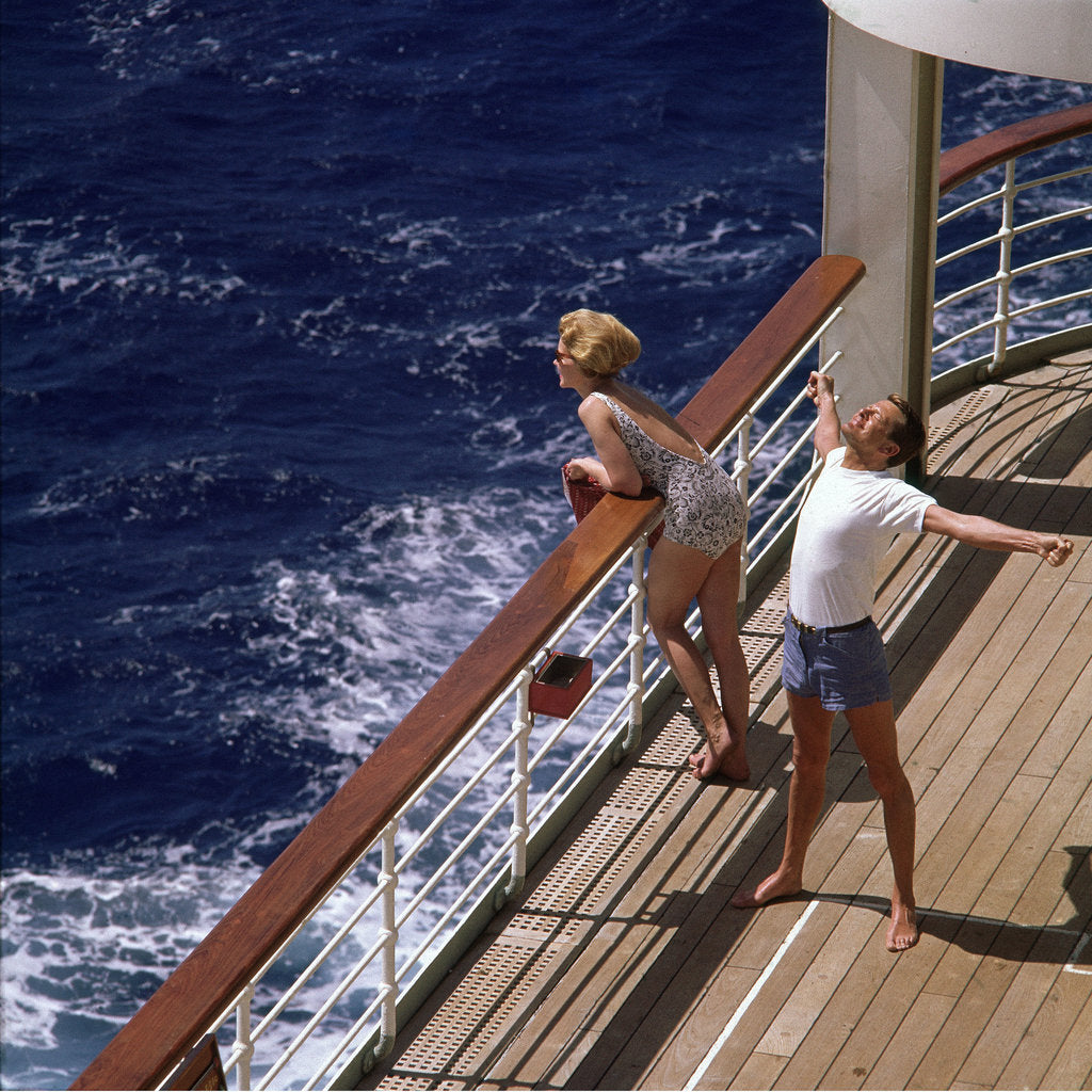 Detail of Out on deck for fresh air and a good stretch by unknown
