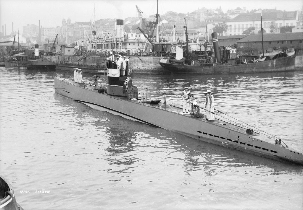 Detail of German submarine U-14 at Lisbon, Portugal, July-September 1937 by unknown