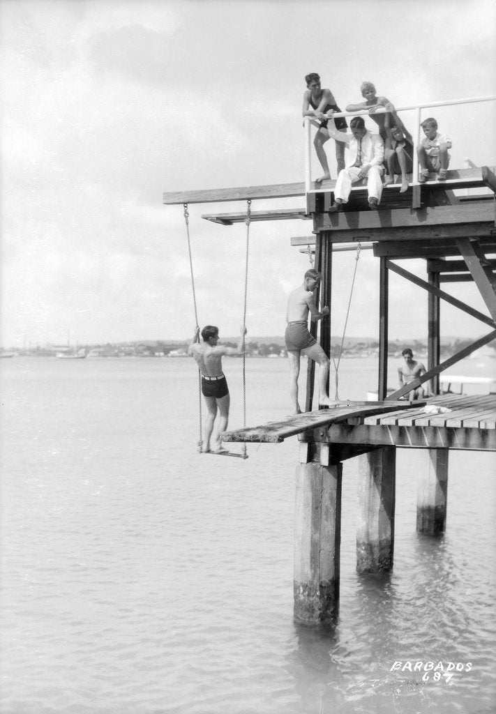 Detail of Passengers on a jetty in Barbados, Lesser Antilles by Marine Photo Service