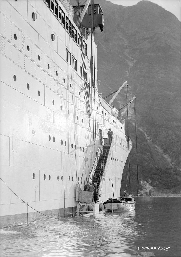 Detail of 'Gripsholm' at anchor in Eidfjord, Norway by Marine Photo Service
