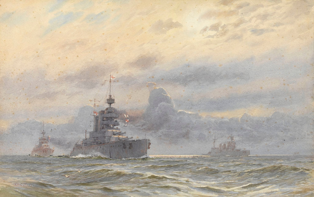 Detail of HMS 'Princess Royal' and New Zealand by Alma Claude Burlton Cull