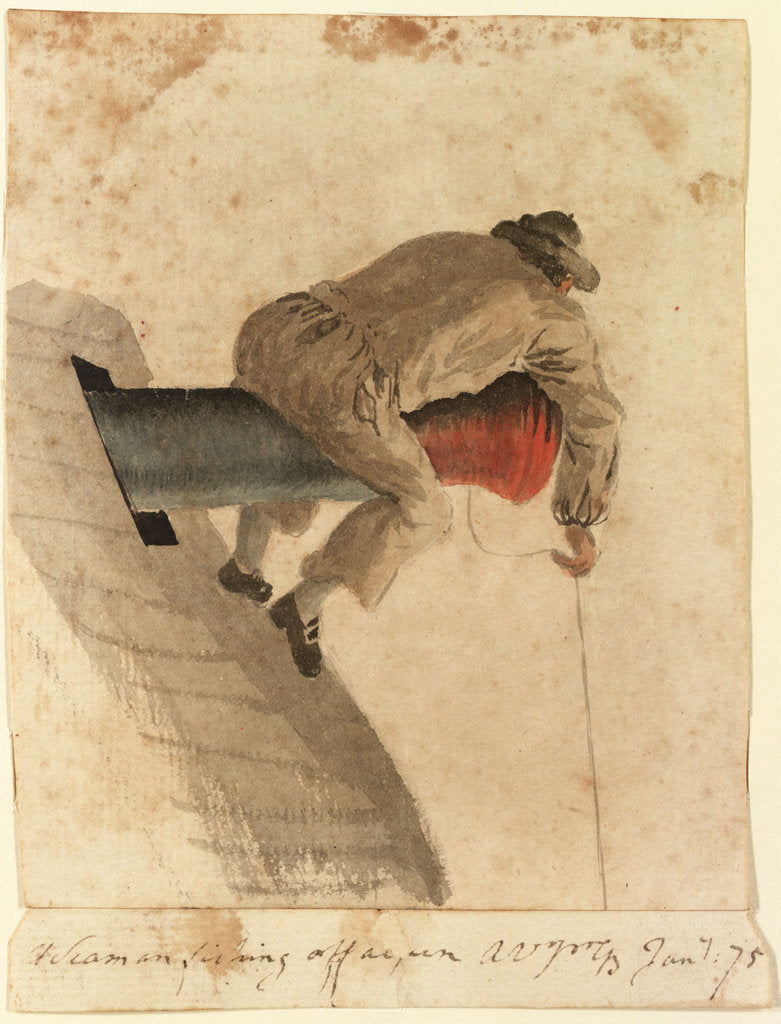Detail of A seaman fishing off a gun by Gabriel Bray