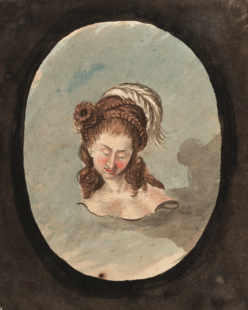 Detail of Head and shoulders of a woman with a feather in her hair by Gabriel Bray