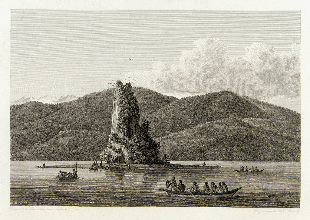 Detail of Possibly Cook exploring a small island with natives looking on by William Alexander
