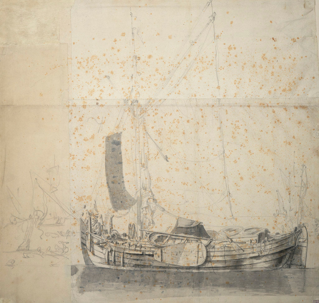 Detail of Study of a wijdschip lying at a buoy by Willem van de Velde the Elder