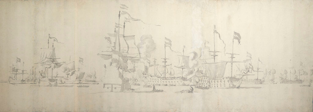 Detail of Dutch fleet off The Coast of Holland, November 1664 by Willem van de Velde the Elder