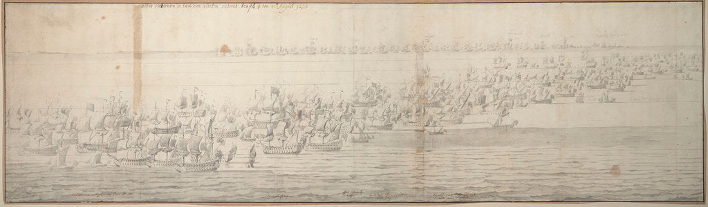 Detail of The Battle of the Texel (Kijkduin), 11/21 August 1673, first part by Willem van de Velde the Elder