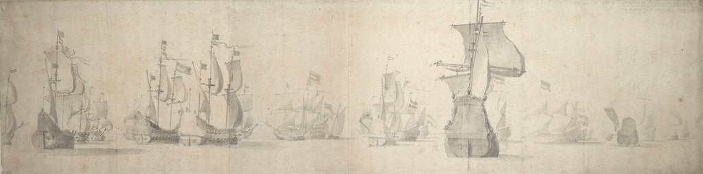 Detail of The Dutch fleet on its way to the Sound, trying to beat around the Skaw by Willem van de Velde the Elder