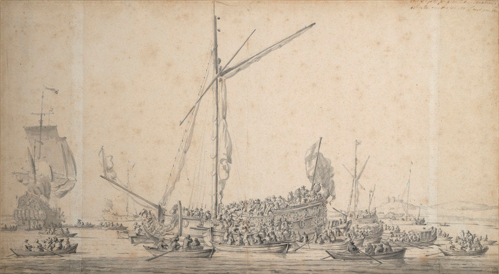 Detail of The embarkation of William of Orange and Princess Mary at Margate in November 1677 on their return to Holland after their marriage by Willem van de Velde the Elder
