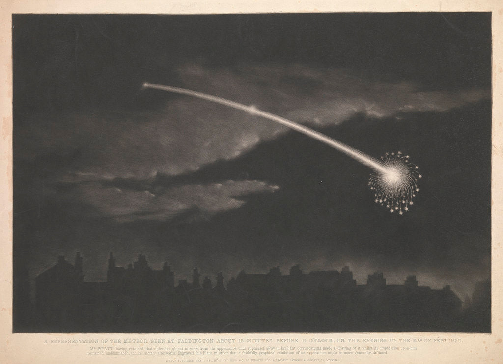 Detail of A representation of the meteor seen at Paddington about 12 minutes before 11 o'clock, on the evening of the 11 February 1850 by Matthew Cotes Wyatt