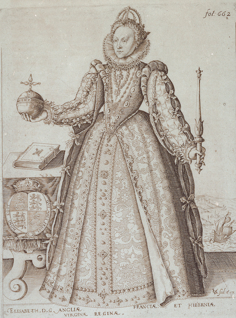 Detail of Elizabeth D G Angliae Franciae et Hiberniae Virginae Reginae' by Cornelis van Sichem