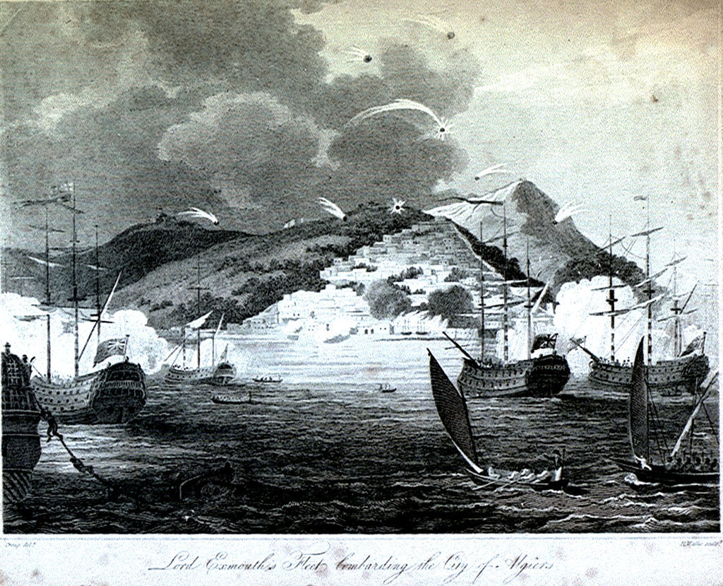 Detail of Lord Exmouth's Fleet bombarding the City of Algiers by Craig