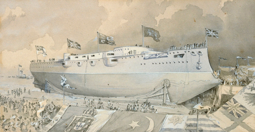 Detail of HMS 'Canopus' launched at Portsmouth 13 October 1897 by H. Coish
