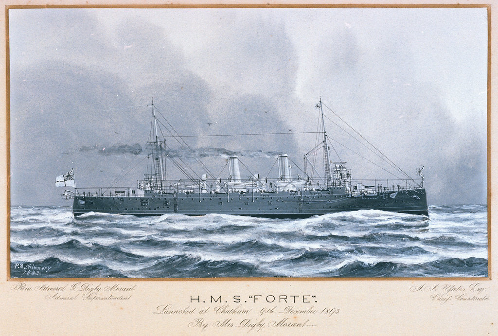 Detail of HMS 'Forte' launched at Chatham 9 December 1893 by P.A. Chinnery