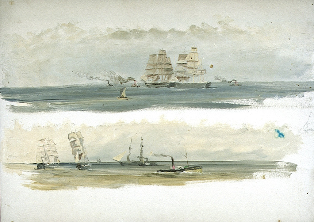 Detail of Two Studies of Ships and Tugs by William Lionel Wyllie