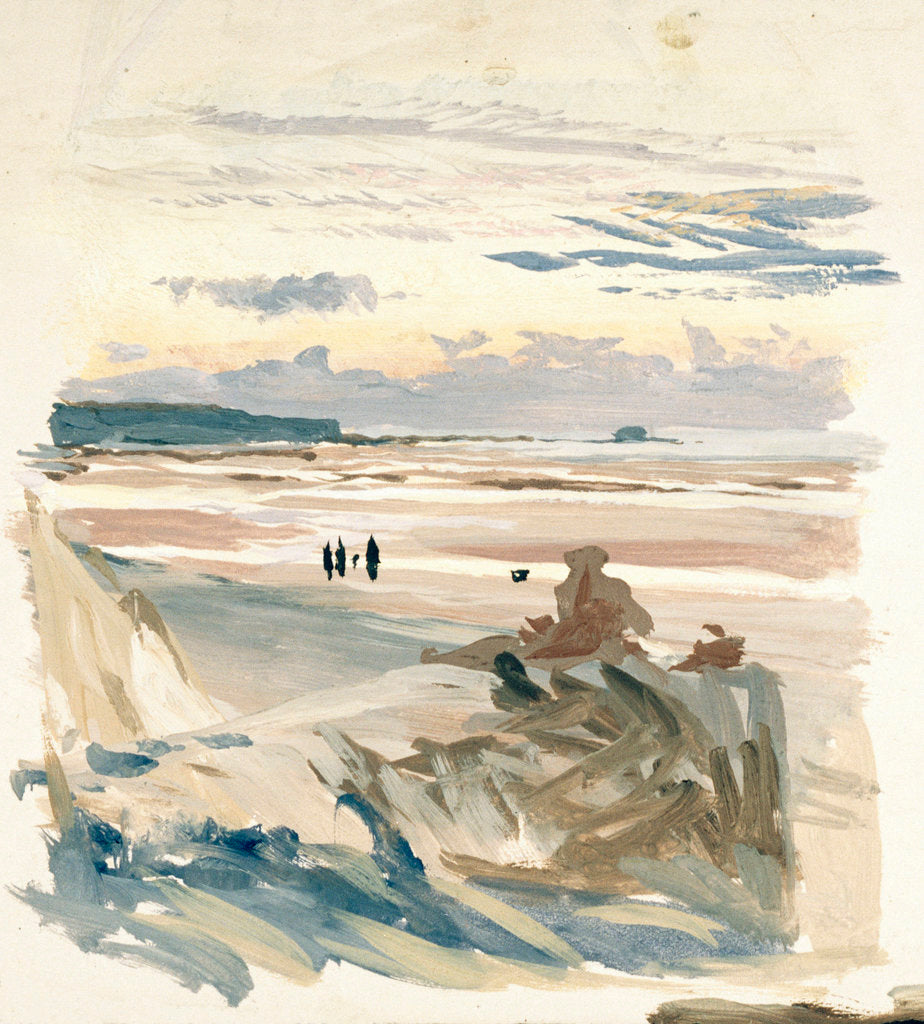 Detail of Figures on a beach, probably at Ambleteuse by William Lionel Wyllie