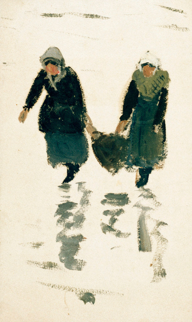 Detail of Two fisherwomen carrying the catch, Northern France by William Lionel Wyllie