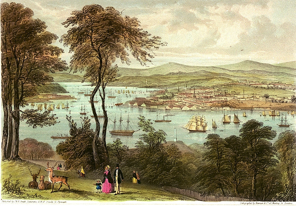 Detail of Devonport & the Hamoaze from Mount Edgecumbe. Six Views of the Picturesque Scenery of Plymouth by Newman & Co