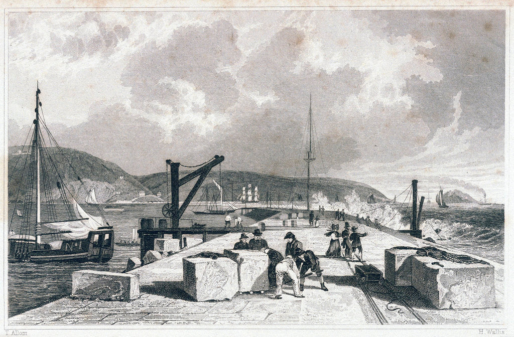 Detail of Plymouth Breakwater from the West by Thomas Allom