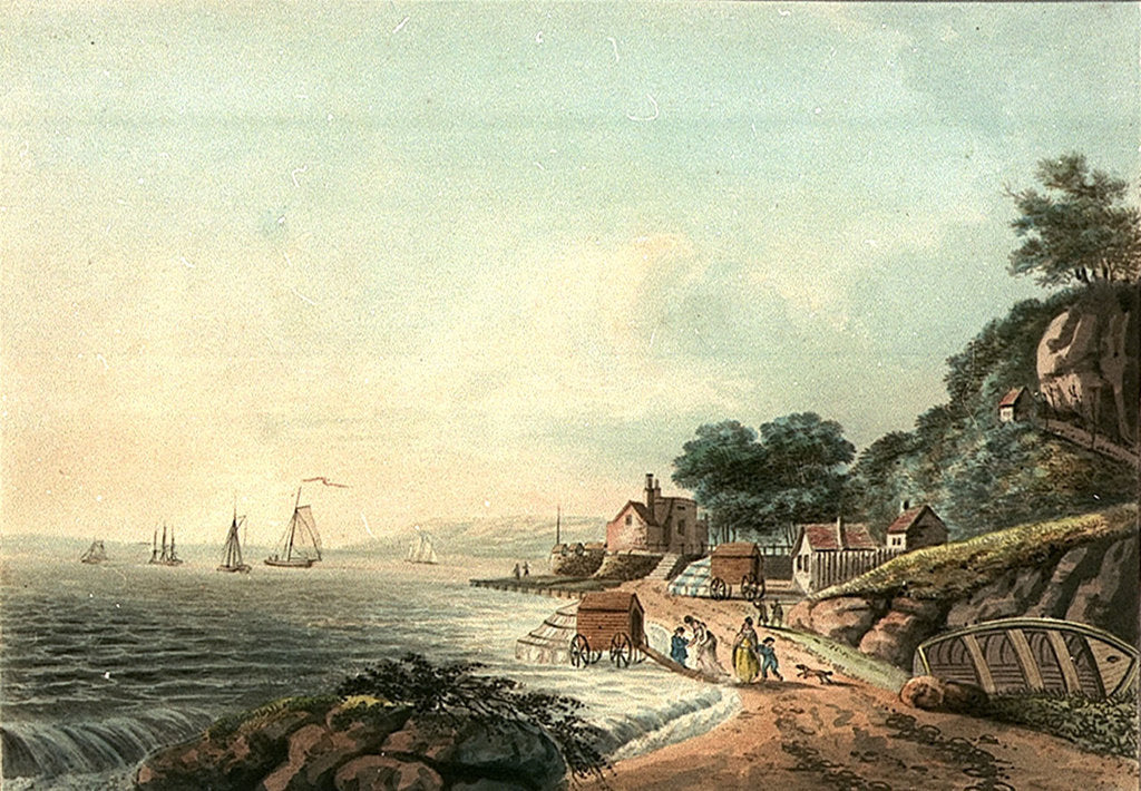 Detail of View of the Castle & bathing place at Cowes by J Hassell