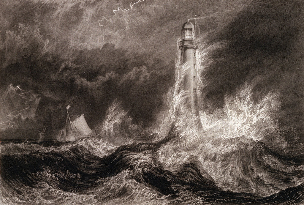 Detail of Bell Rock light house during a storm from the North East by Joseph Mallord William Turner
