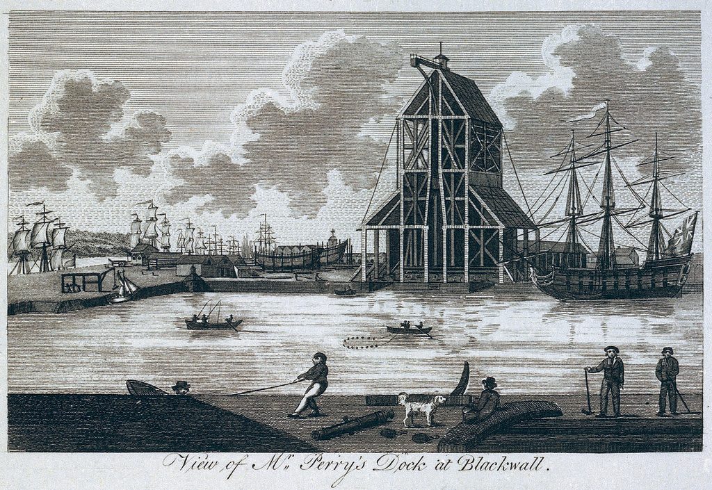 Detail of View of Mr Perry's Dock at Blackwall by unknown