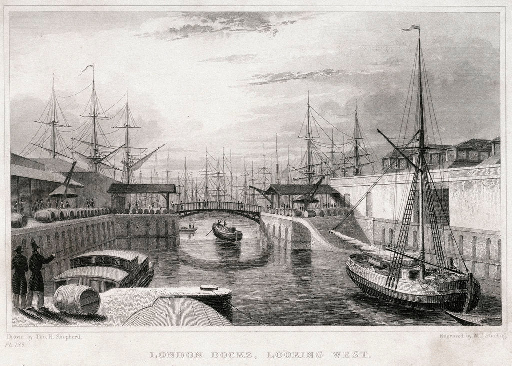 Detail of London Docks, looking west by Jones & Co