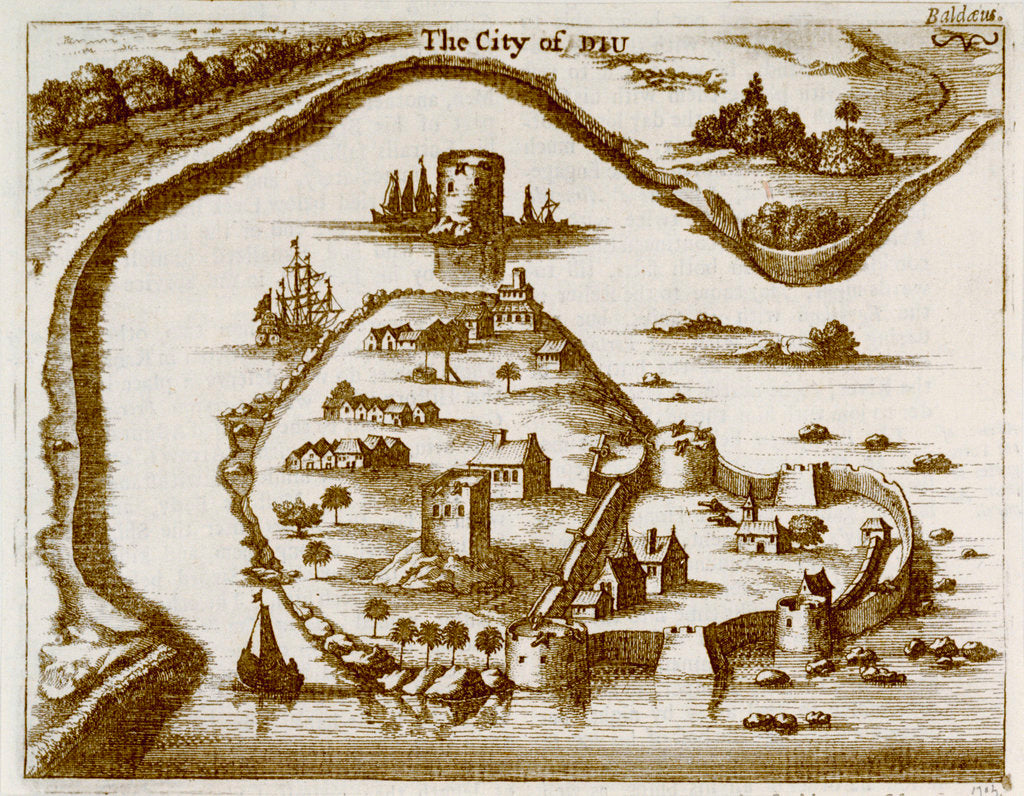 Detail of The city of Diu by Baldaeus