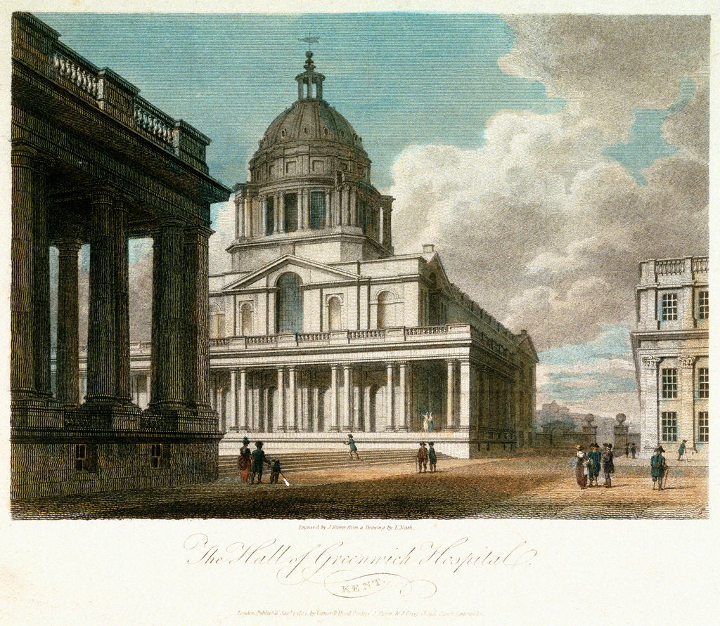 Detail of The Hall of Greenwich Hospital, Kent by Frederick Nash