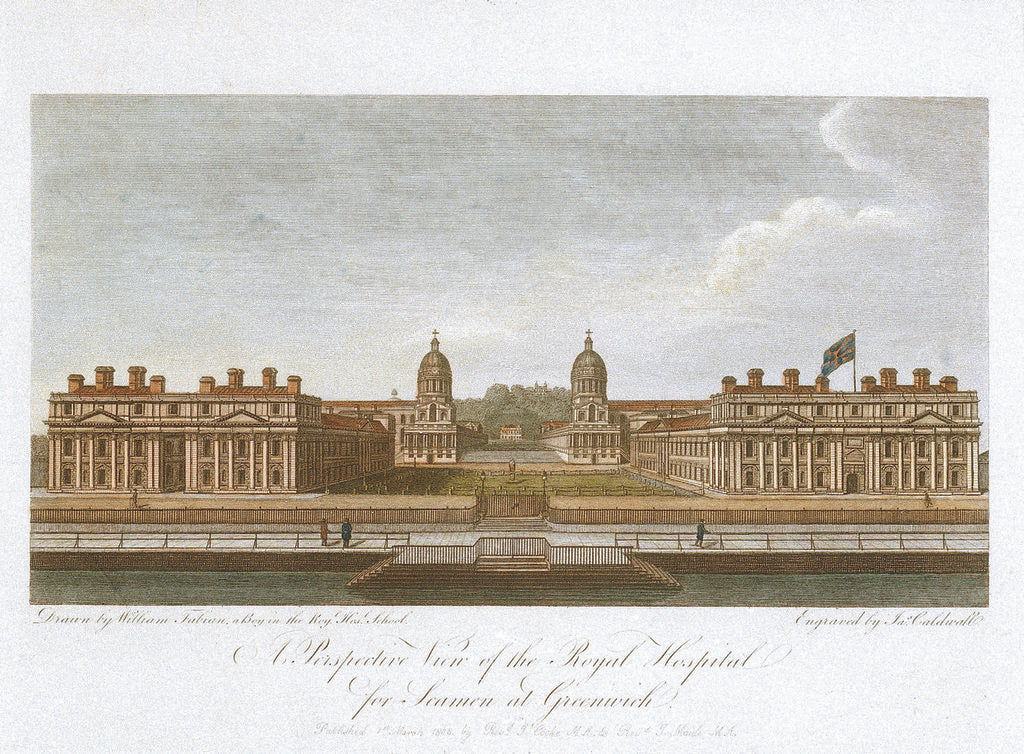 Detail of View of the Royal Hospital for Seamen at Greenwich by William Fabian