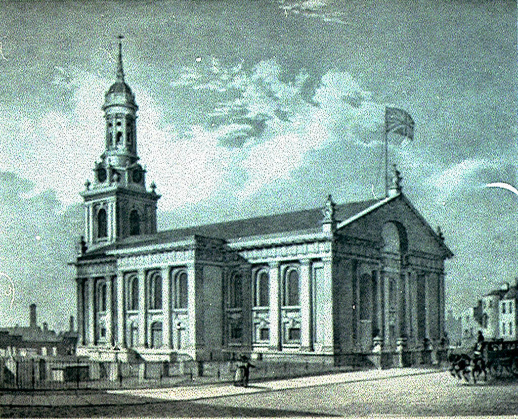 Detail of S.E. View of St. Alphege Church, Greenwich by R. H. Best