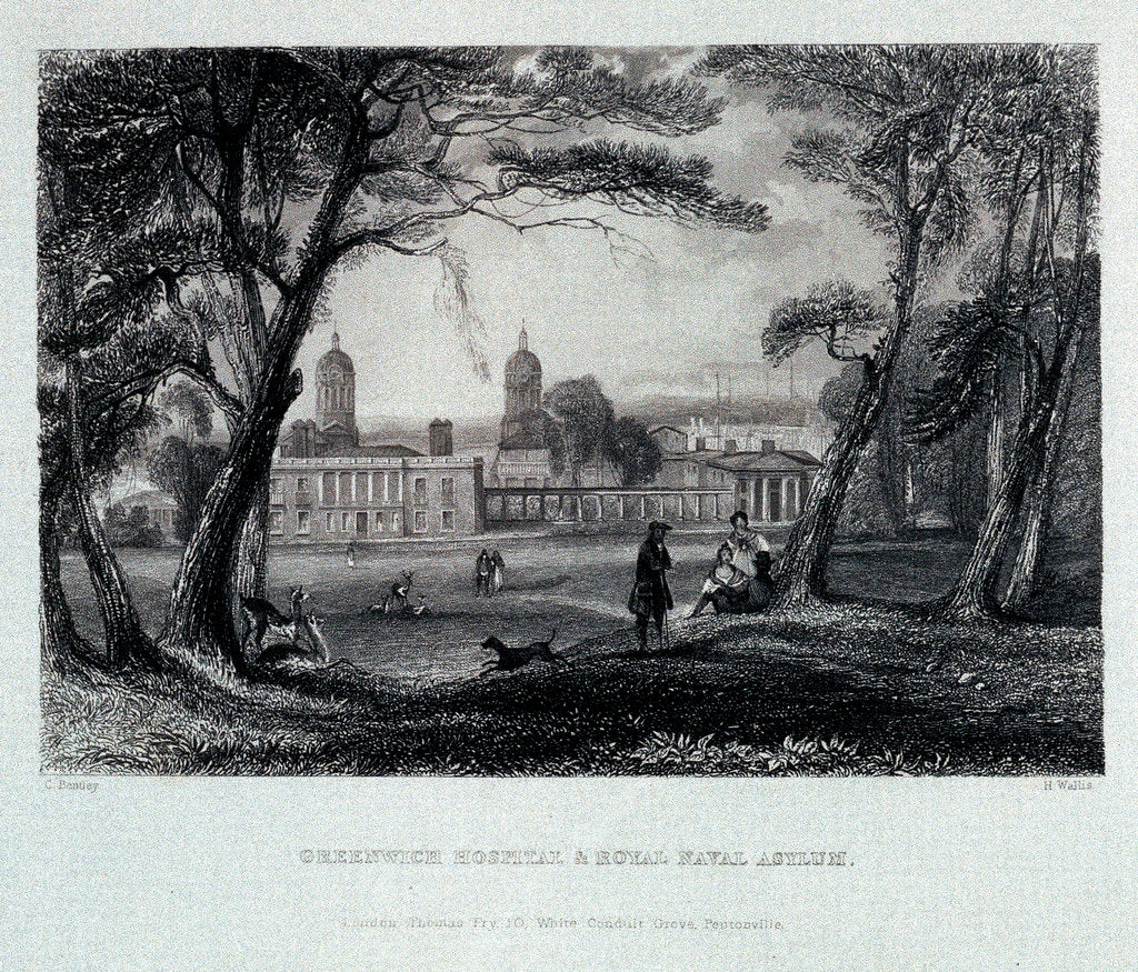 Detail of Greenwich Hospital & Royal Naval Asylum by Charles Bentley