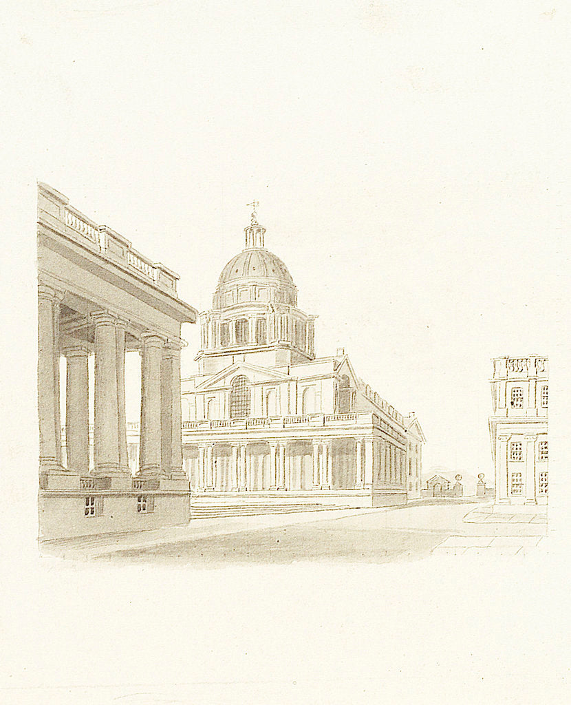 Detail of Greenwich Hospital: the King William dome and Painted Hall (exterior) by unknown