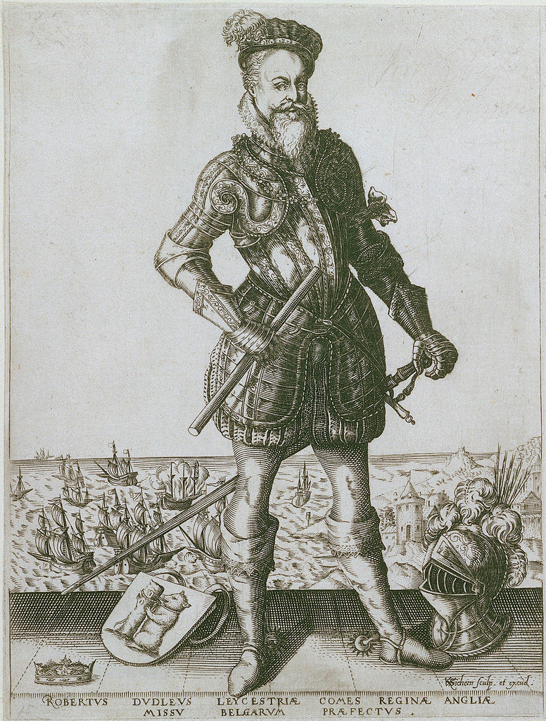 Detail of Robert Dudley, 1st Earl of Leicester (1532-1588) by Cornelis van Sichem