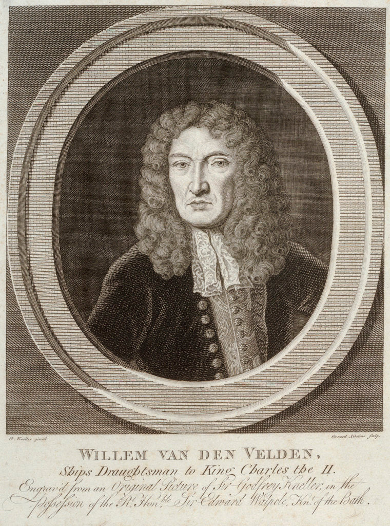 Detail of Willem van de Velde, the Elder by Godfrey Kneller