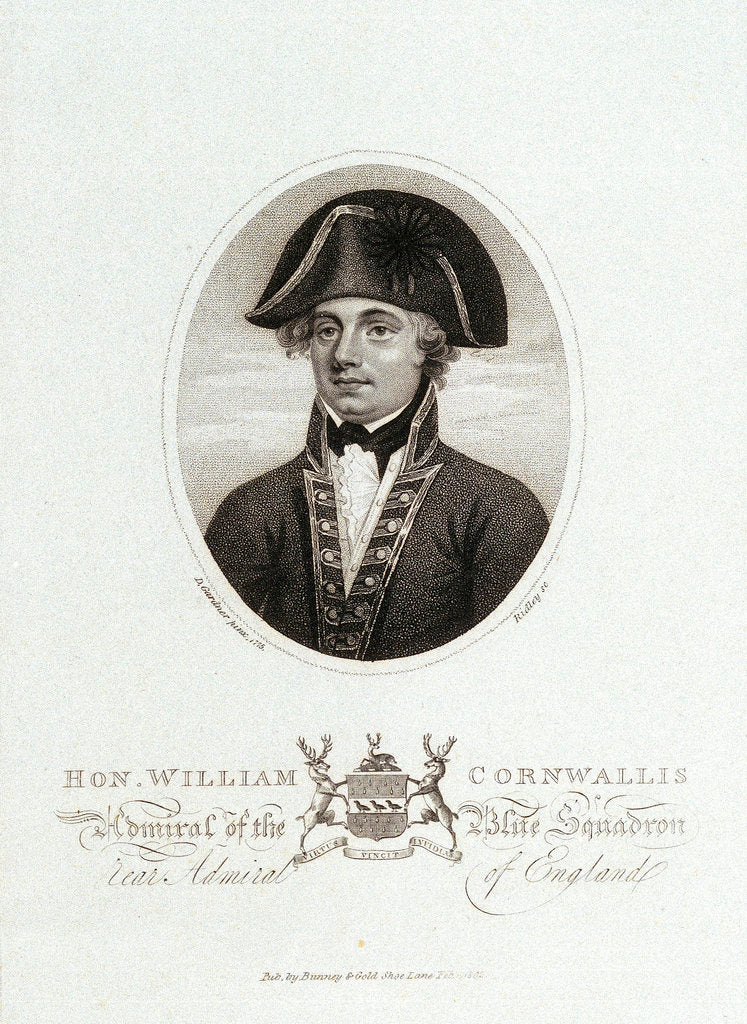 Detail of Hon. William Cornwallis Admiral of the Blue Squadron Rear Admiral of England by Daniel Gardner