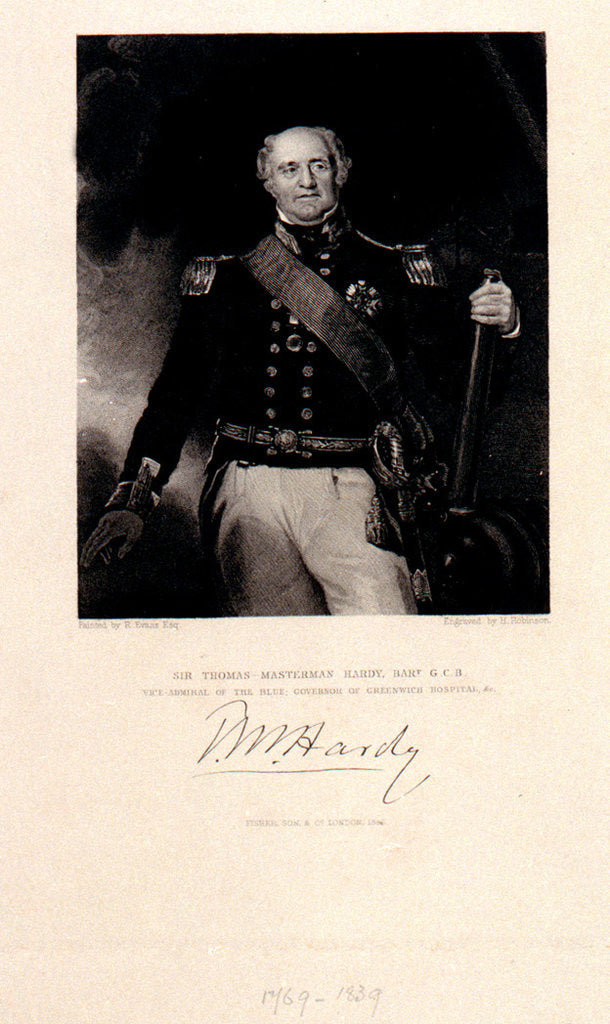 Detail of Sir Thomas Masterman Hardy, Bart, G.C.B. Vice Admiral of The Blue, Governor of Greenwich Hospital by Richard Evans