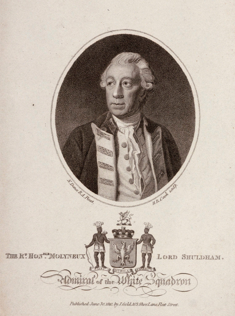 Detail of 'The Rt. Honble. Molyneux Lord Shuldham Admiral of the White Squadron' by Nathaniel Dance